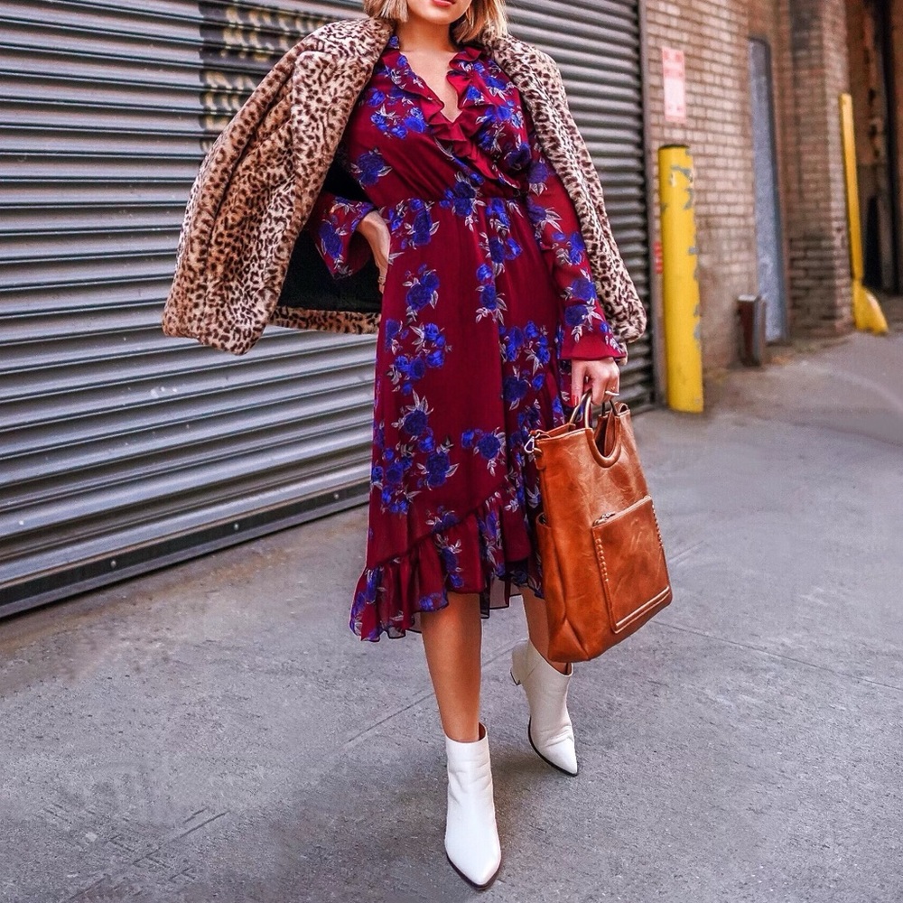 Kensie Floral Maroon Dress